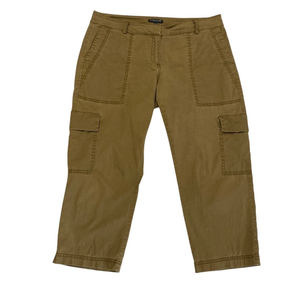 Eileen Fisher Cargo Capris Petite M Lyocell Women's Lightweight Beach Boho Crop